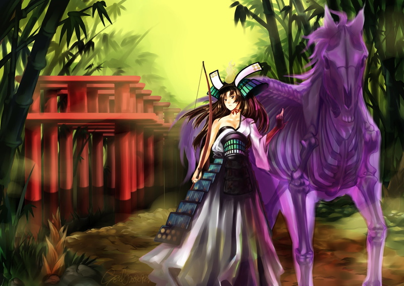 animals, torahime, games, hd, oboro, torii, Video Games, horses, art, video, 720P, muramasa, x, girls