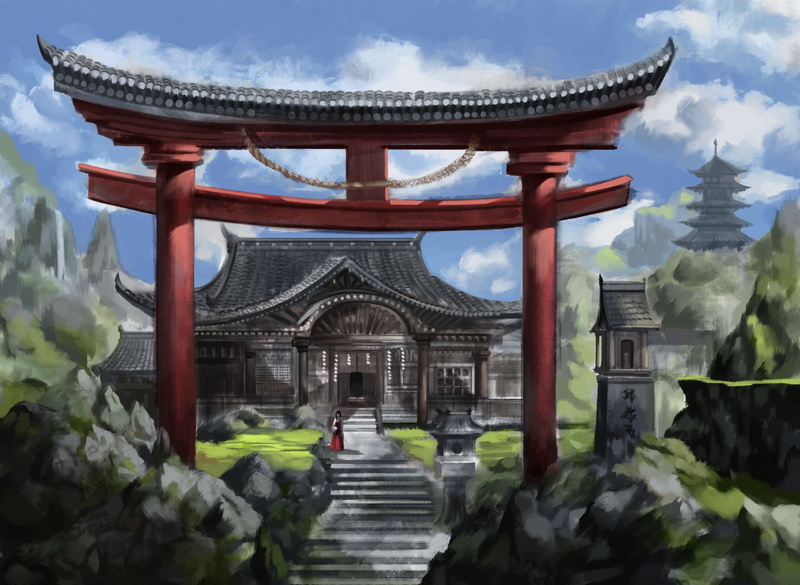 Torii, Anime, Girl, 1080P, Original, Temple