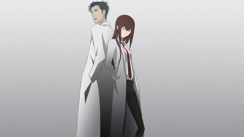 1080P, people, white background, gray, steinsgate makise kurisu okabe rintarou, clothing, indoors, standing, female likeness, studio shot, adult, mannequin