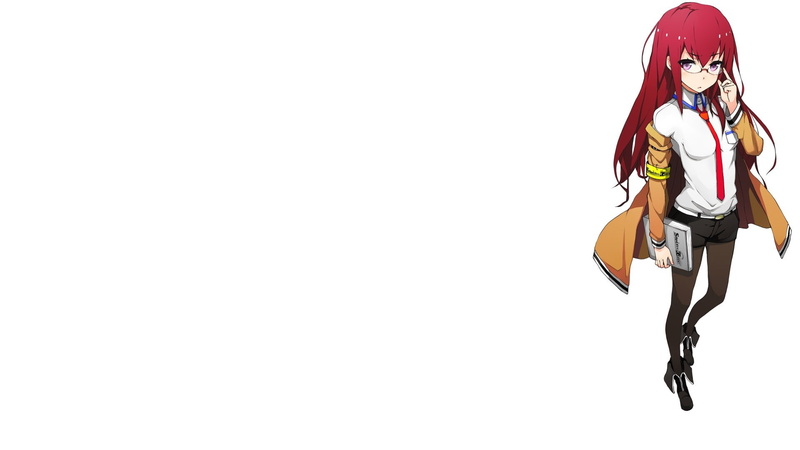 Steins;Gate, anime girls, white background, 1080P, Makise Kurisu