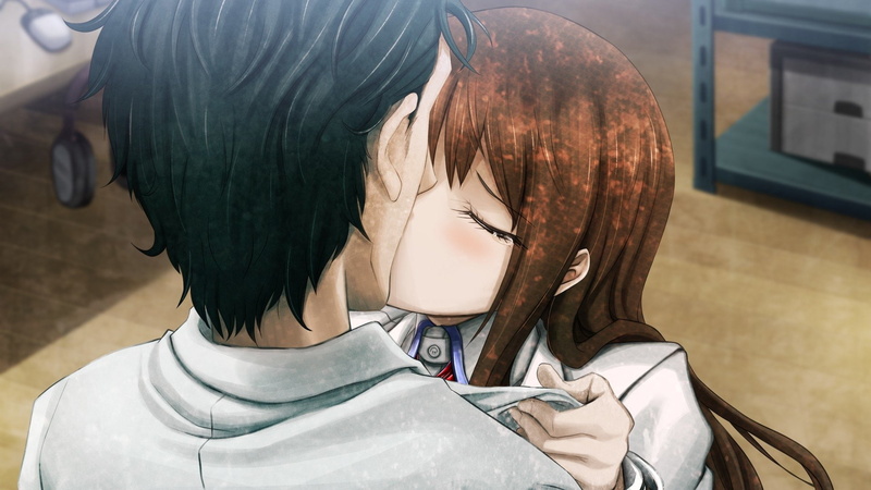 1080P, Kiss, Steins;Gate, Anime, Kurisu Makise, Rintaro Okabe