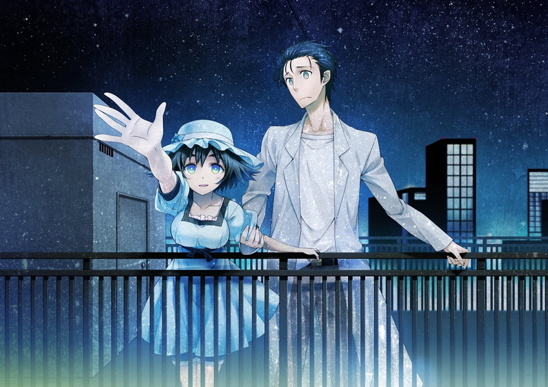 people, adult, young adult, railing, casual clothing, architecture, togetherness, standing, men, front view, females, night, Steins;Gate, mid adult, Mayuri Shiina