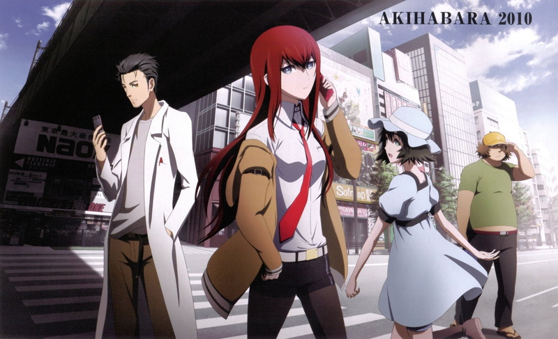 group of people, togetherness, looking at camera, Steins;Gate, outdoors, young adult, fashion, architecture, Itaru Hashida, city, adult, young men, women