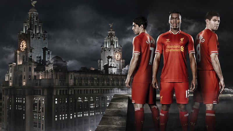 Steven Gerrard, Luis Suárez, near, Soccer, Liverpool FC, three, standing, 4K, building, Daniel Sturridge, man, 4K, HD