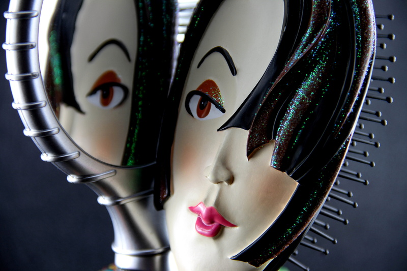 human representation, barber supplies, hair brush, brush, craft, 5K, mirror, studio shot, single object, still life, close-up, art and craft, no people