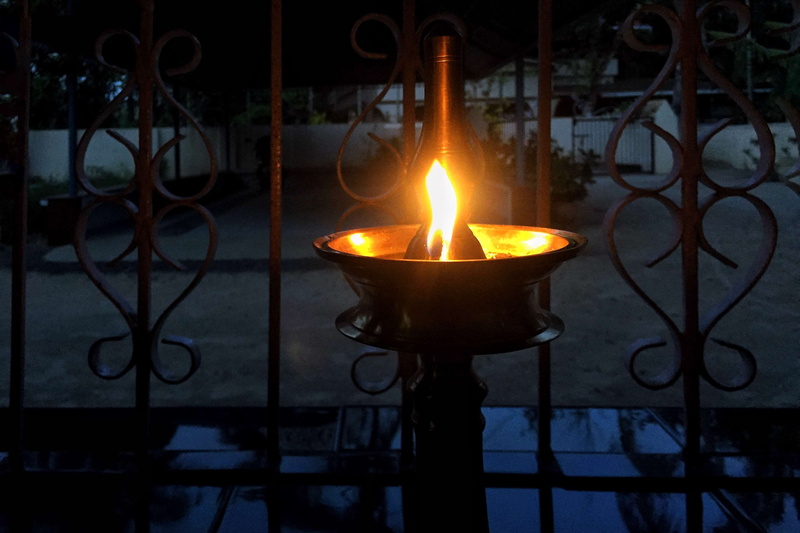light, 2K, close-up, motion, wrought iron, no people, lighting equipment, deepam, fire, flame, oil lamp, burning, fire - natural phenomenon, indoors, glowing