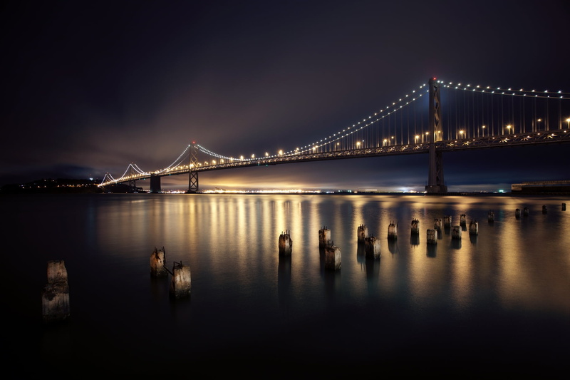 illuminated, engineering, twilight, san Francisco County, sunset, river, scenics, urban Scene, downtown District, architecture, bridge, dusk, body, outdoors