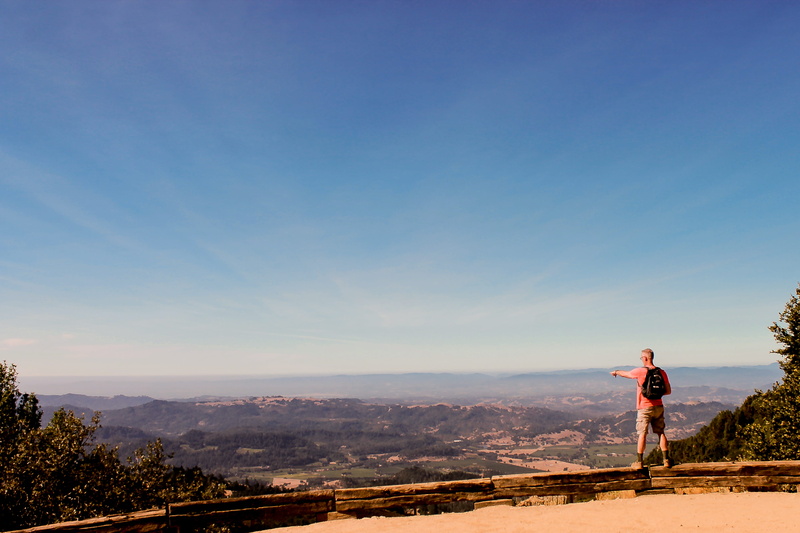 valley, united states, vista, pointing, real people, travel, day, rear view, non-urban scene, sunlight, blue, scenics - nature, california, view, man, one person