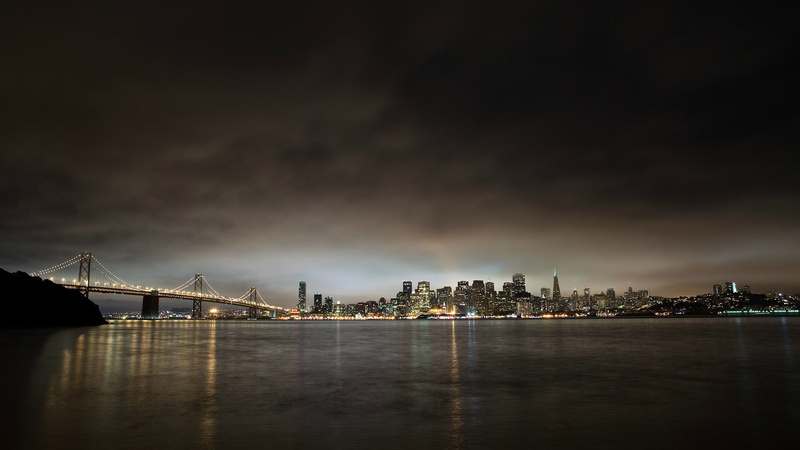 bridge, San Francisco, Skyscraper, USA, 2K, Oakland Bay Bridge, clouds