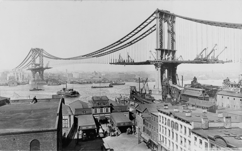 bridge, 1080P, vintage, nature and landscapes, brooklyn, river, manhattan, construction