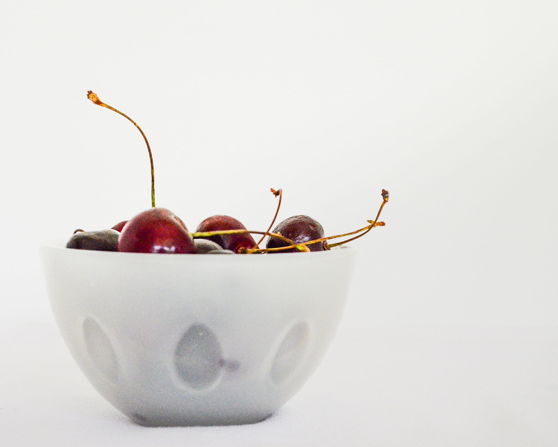 ceramic, food, red, fruit, cherry, freshness, white background, white, wellbeing, berry fruit, cherries, clear, close-up, indoors, glass, still life, food and drink