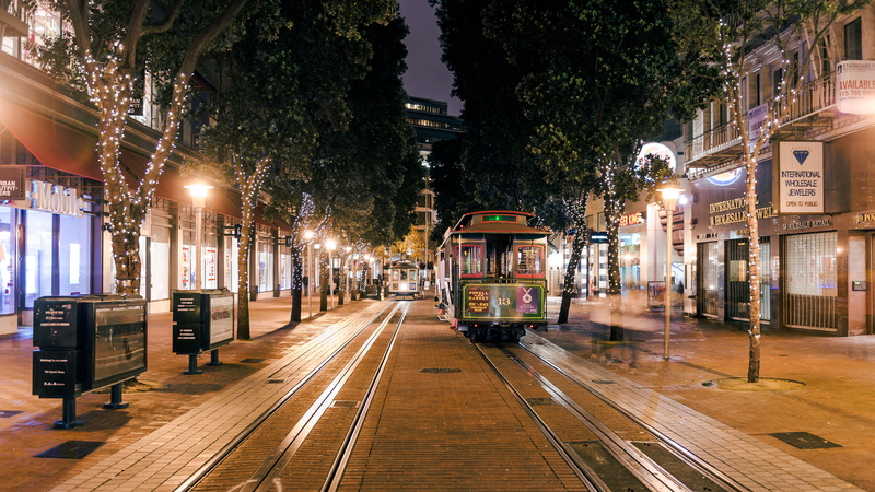 building Exterior, railway, downtown District, illuminated, travel Destinations, cultures, night, famous Place, travel, car, editorial, trolley, architecture