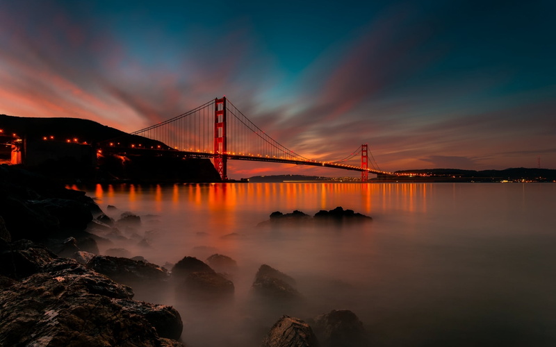 transportation, Golden Gate Bridge, san Francisco County, outdoors, bridge, sea, long Exposure, Strait, scenics, river, suspension Bridge, travel, 1080P