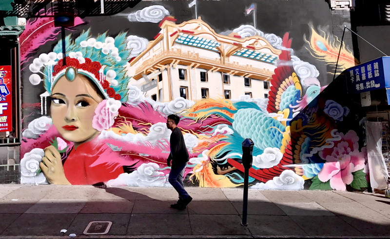 carnival, person, costume, outdoors, female, art, theme park, mel waters mural on grant and washington street, head, front, marching, craft, real people