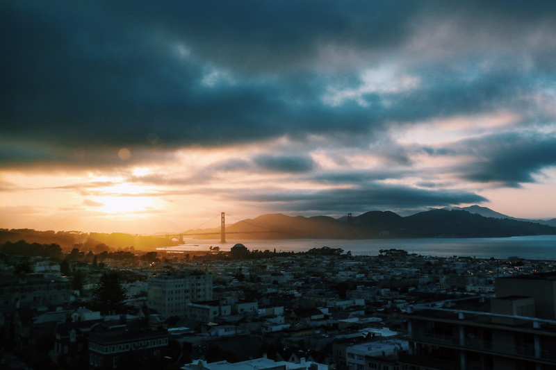 city, no people, water, town, red sky, nature, high angle view, ca - california, architecture, dawn, sunset, residential district, building, metropolis