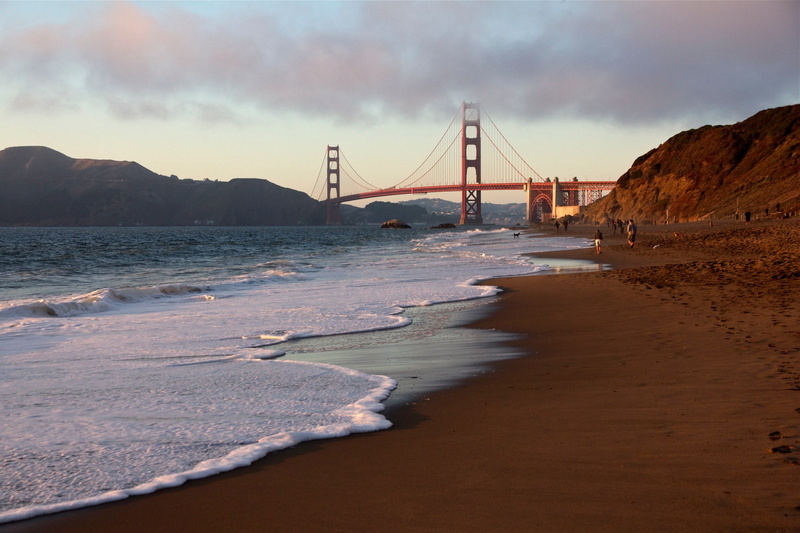 beach, San Francisco, Golden Gate Bridge, California, 1080P, CA, usa