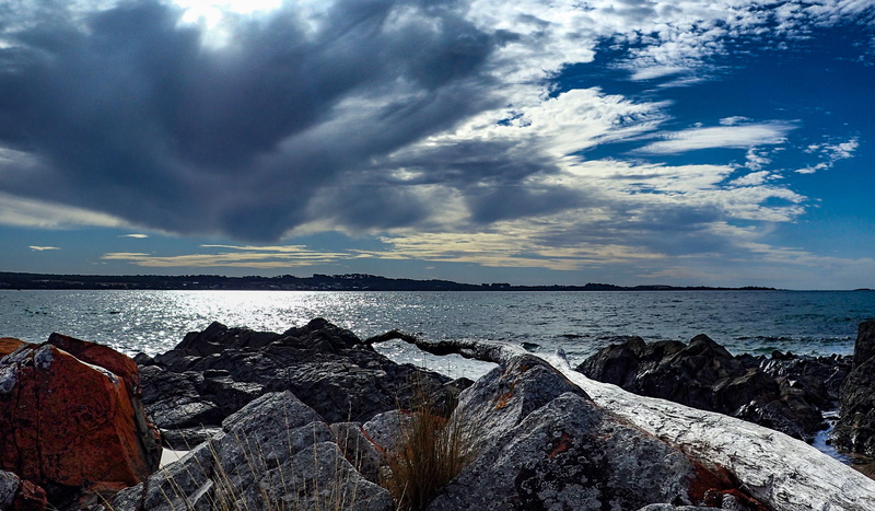 blue, landscape, shore, near, sea shore, sky, outdoors, water, Narawntapu  National  Park, 4K, sea, photography, Tasmania, coastline, boulder, Bakers