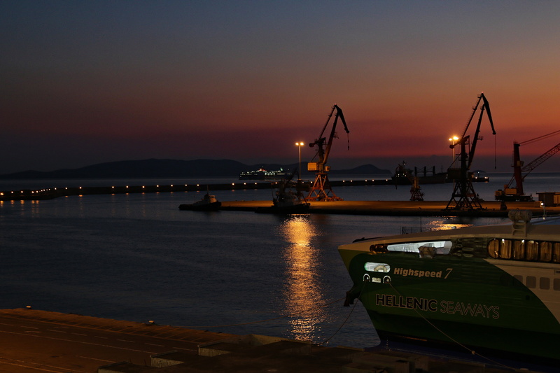 abendstimmung, holiday, sky, shipping, moored, cranes, island of crete, mode of transportation, illuminated, commercial dock, nature, sunset, sunrise, crane - construction machinery