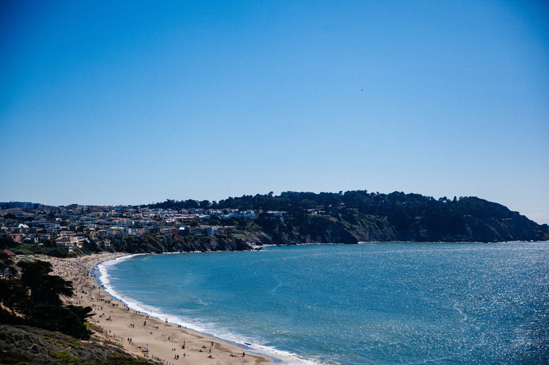 san francisco, blue, baker beach, day, ocean view, golden gate bridge, tranquility, beauty in nature, clear sky, scenics - nature, bay, ocean, sea, travel destinations