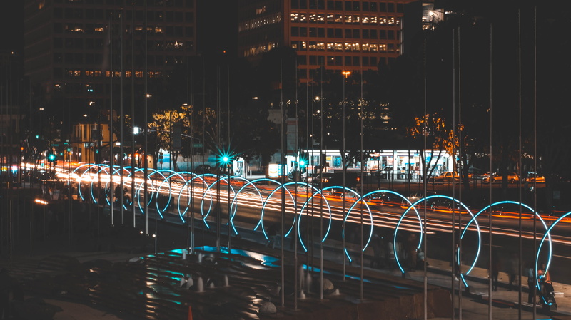 night life, architecture, water, long exposure, sonic runway, san jose city hall, 5K, reflection, building exterior, cityscape, outdoors, transportation