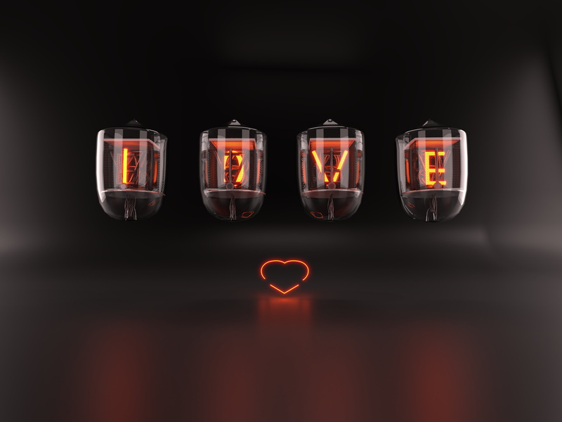 nixie, glow, 4K, love, nixie tibe