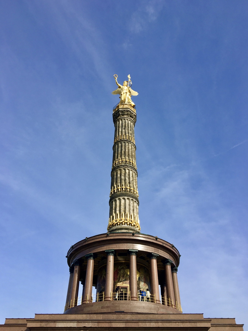 travel destinations, city, statue, column, architecture, tourism, architectural column, victory column, memorial, siegessäule, monument, low angle view