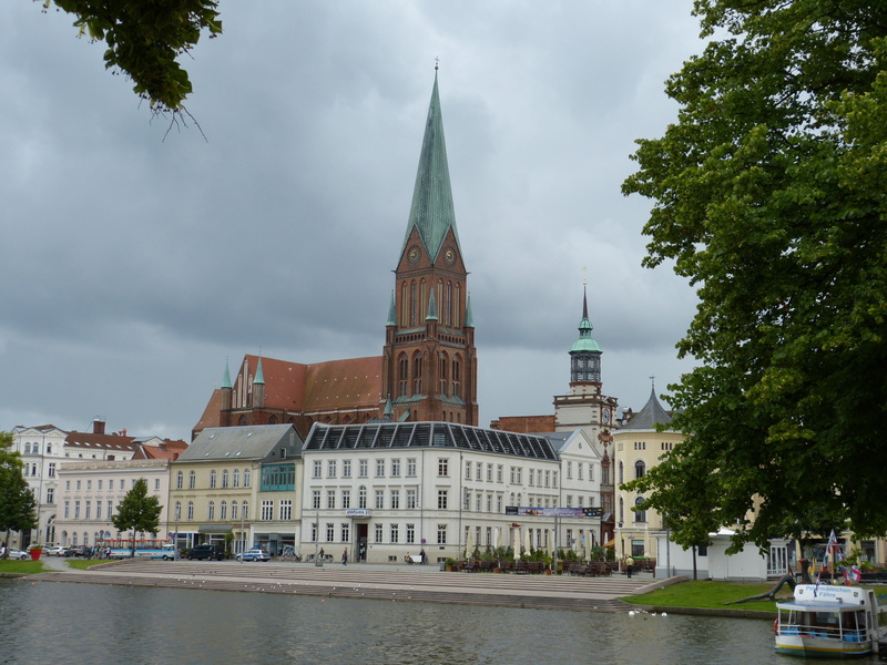 outdoors, lake, spirituality, church, building, nature, place of worship, sky, dom, religion, mecklenburg western pomerania, historically, tower, schwerin