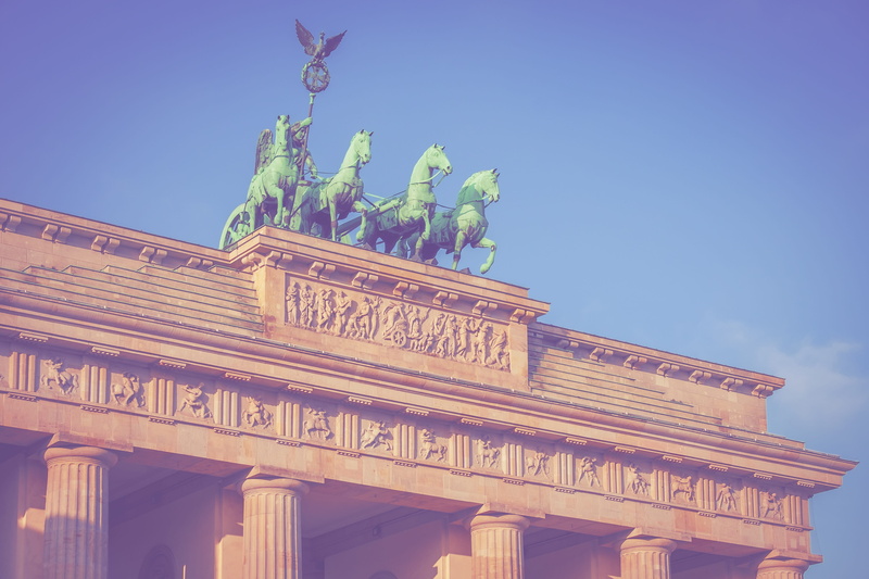 the past, berlin, low angle view, input, day, tourism, ornate, famous, germany, architecture, history, architectural column, sky, brandenburg gate, quadriga
