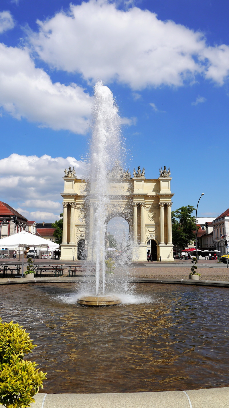 flowing water, luisenplatz, nature, built structure, day, clouds, water fountain, long exposure, 4K, potsdam, tourism, city, fountain, building exterior