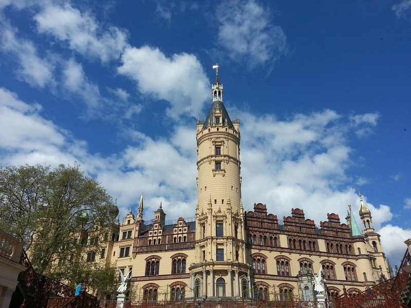 cloud - sky, travel destinations, the past, place of worship, schwerin, Germany, spirituality, tower, sky, Schwerin, tree, built structure, low angle view