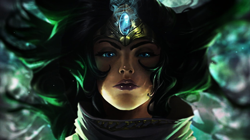 close-up, green color, black color, witch, League of Legends, indoors, headshot, lifestyles, women, leisure activity, childhood, young adult, fantasy girl