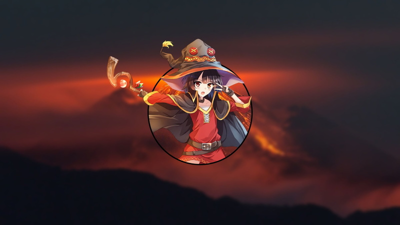 red, mature adult, sportsman, 1080P, red eyes, digital composite, night, Kono Subarashii Sekai ni Shukufuku wo!, sky, anime girls, one person, Megumin