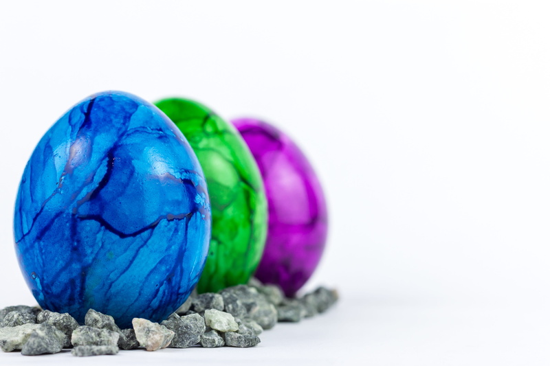 food and drink, nature, easter decor, easter, piled, happy easter, colorful, decoration, three, close-up, solid, blue, colorful eggs, color, 4K, easter eggs