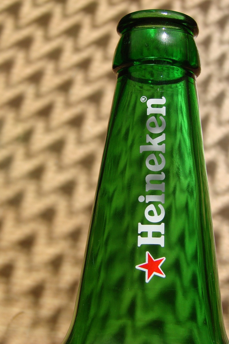 guidance, bottle, sign, container, heineken, glass - material, outdoors, capital letter, shadows, wall - building feature, rays, 1080P, text, high angle view