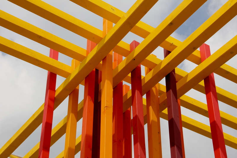 backgrounds, low angle view, bayreuth, construction site, sky, built structure, square, striped, day, art building, close-up, security, multi colored, metal