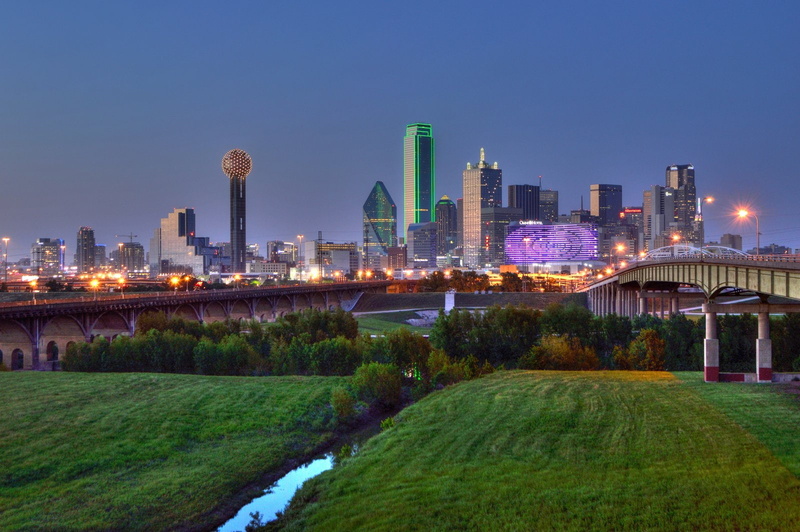 stores, buildings, fair, cities, architecture, white rock lake, city, 720P, downtown, dallas, highways, lake highland, storehouses, texas, bridges, night