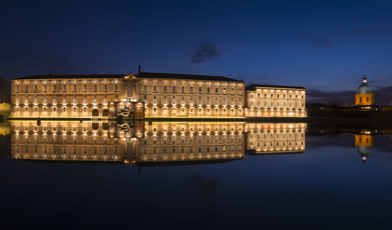 4K, outdoors, building, light, sky, travel, blue, place de la daurade, the past, toulouse, illuminated, history, garonne, travel destinations, built structure