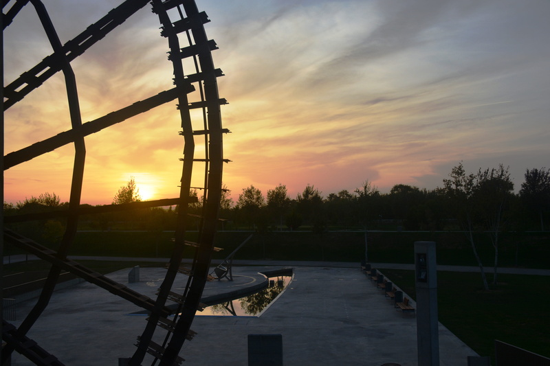 orange color, no people, railing, 5K, tranquility, lake, built structure, plant, beauty in nature, saragossa, sunset, tree, water, nature, silhouette