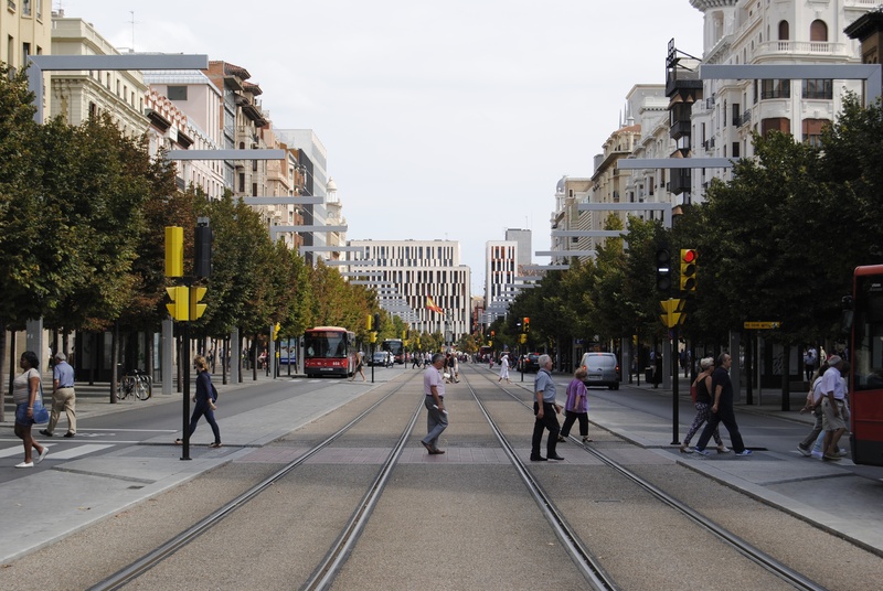 nature, spain, road, day, real people, tree, plant, city life, city street, architecture, 4K, building, city, street, sky, saragossa, walk, direction