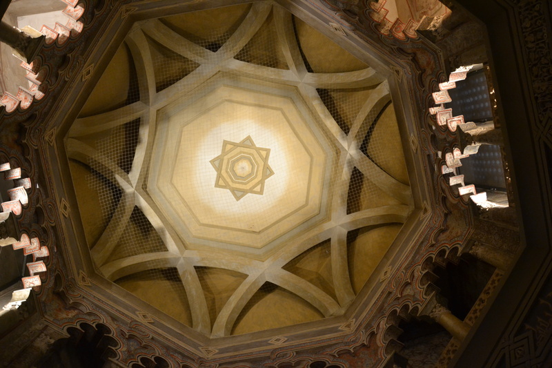 architecture, belief, craft, history, spirituality, place of worship, built structure, saragossa, indoors, no people, glass, 4K, ceiling, directly below