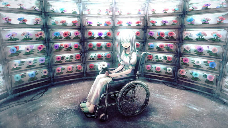 indoors, wall - building feature, day, Original (Anime), Original, absence, physical impairment, hospital, orthopedic equipment, Anime, order, medical equipment