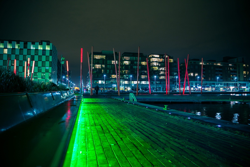 city, dublin, 5K, transportation, outdoors, sky, building exterior, night, water, built structure, architecture, nature, building, illuminated, river