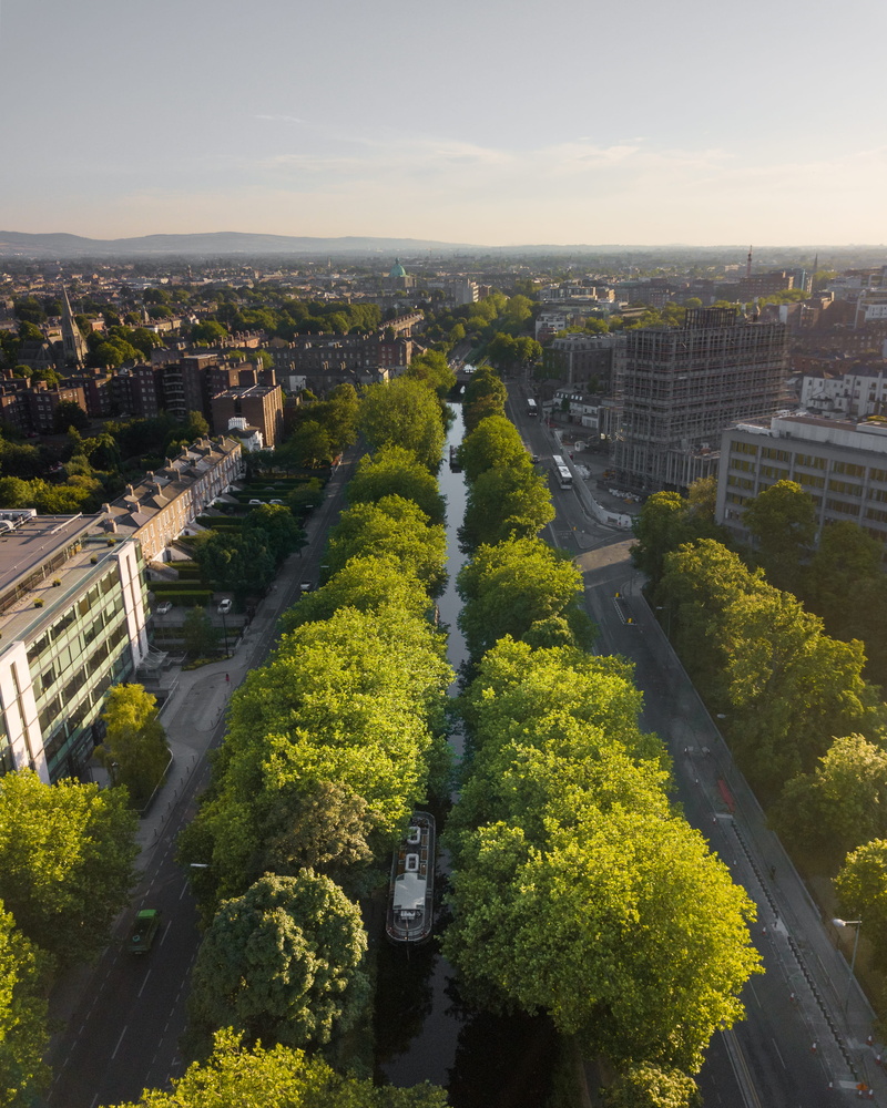 building, day, city, outdoors, high angle view, nature, no people, yellow, architecture, trees, mavic pro, mountains, tree, cityscape, dublin, green color