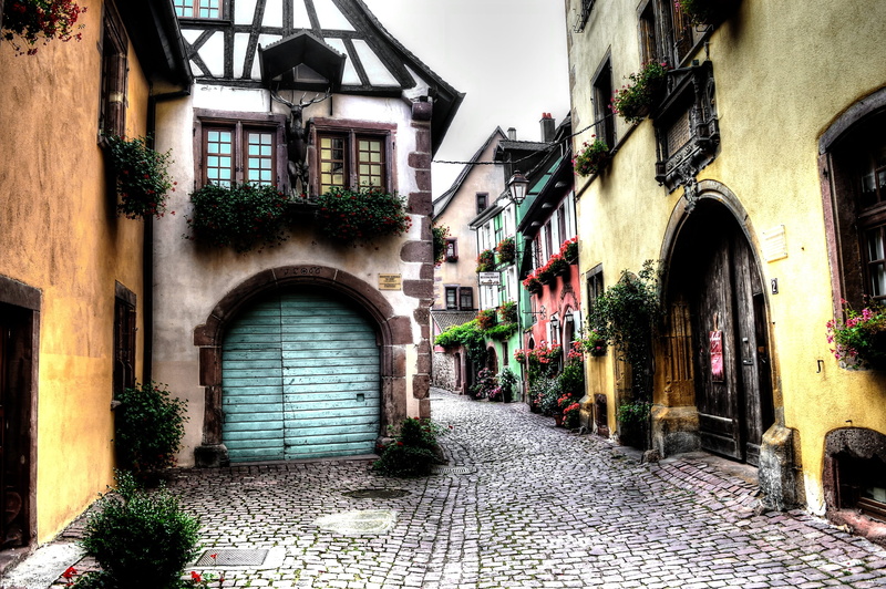 2K, building, city, nature, house, Half-Timbered House, no people, window, arched, colmar, half, framed, residential district, french, alley, plant, entrance