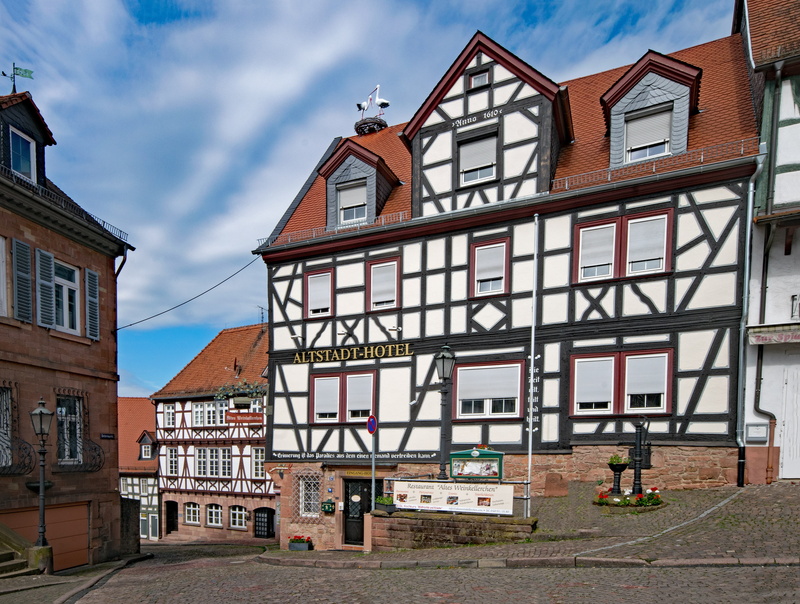 germany, culture, Gelnhausen, row house, window, brick, day, communication, europe, 4K, Hesse, urban Scene, Marktplatz, sky, building Exterior, street