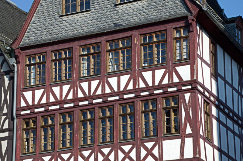 Frankfurt, architectural detail, germany, pattern, ancient, nature, timbered, outdoors, half-Timbered, house, no people, sunlight, reflection, architecture