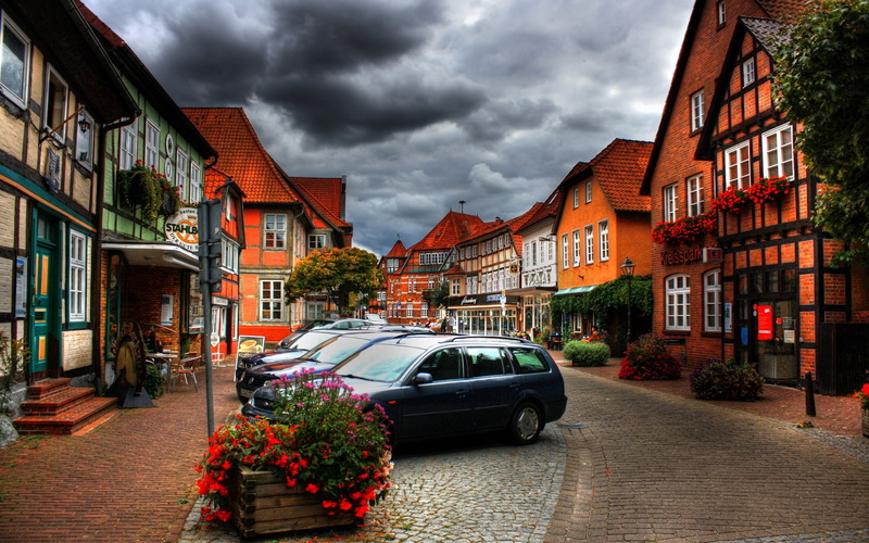 residential district, ominous, motor vehicle, transportation, car, storm, mode of transportation, black, color Image, cityscape, half-Timbered, city Life