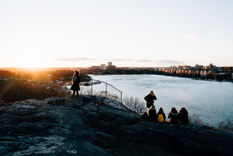 daytime, hill, photo, promontory, 5K, architecture, water, people, real people, nature, cold temperature, lifestyles, cliff, sunset, stockholm, winter