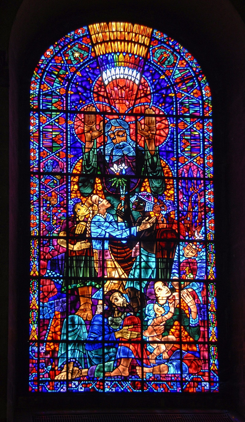 spirituality, multi colored, glass, window, floral pattern, art and craft, representation, female likeness, religion, church, ornate, no people, cathedral