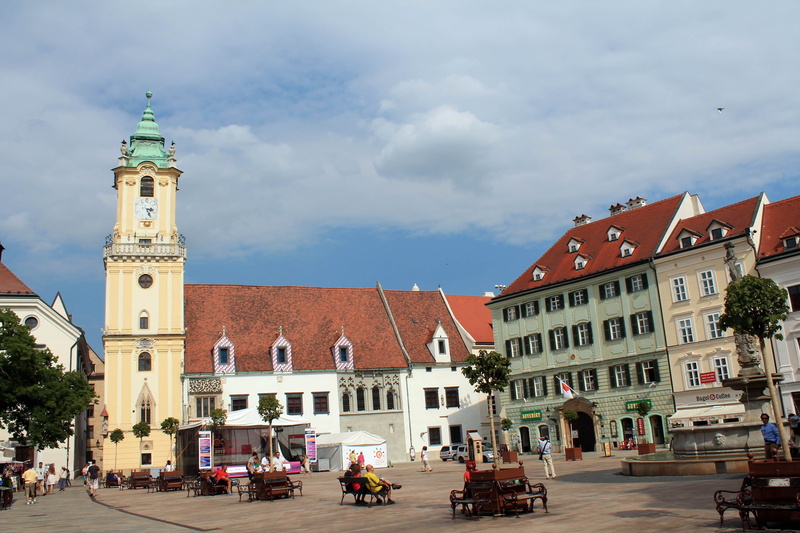 clock, Bratislava, old, cityscape, history, Capital, Church, architecture, motor vehicle, transportation, the past, famous Place, cloud - sky, building